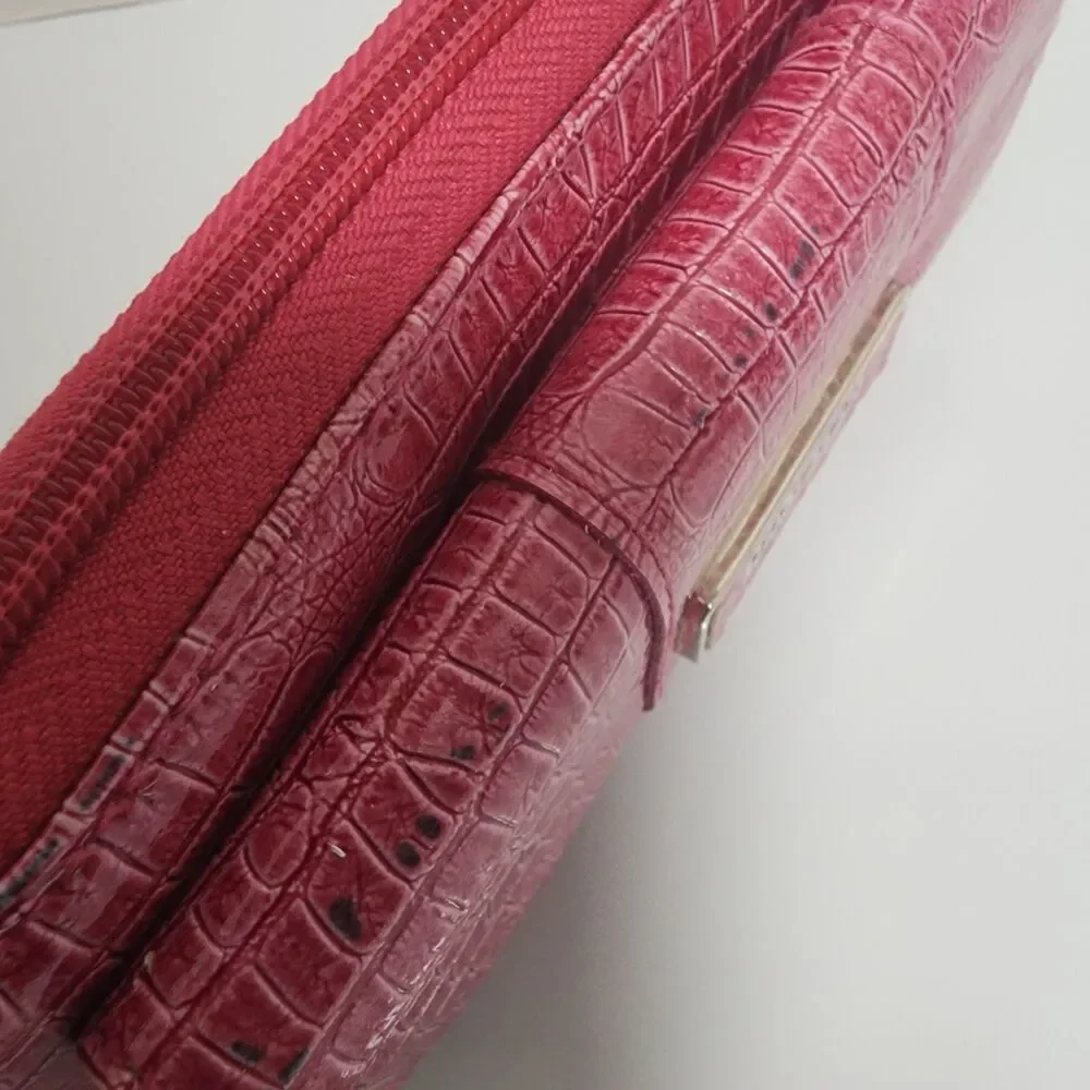 Kenneth Cole Unlisted Production Pink Croc Embossed Zip Around Wallet Clutch